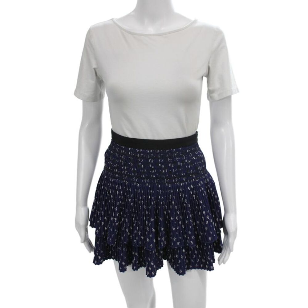 Vanessa Bruno Women Mini Floral Skirt Blue Polyester Zip Size 38